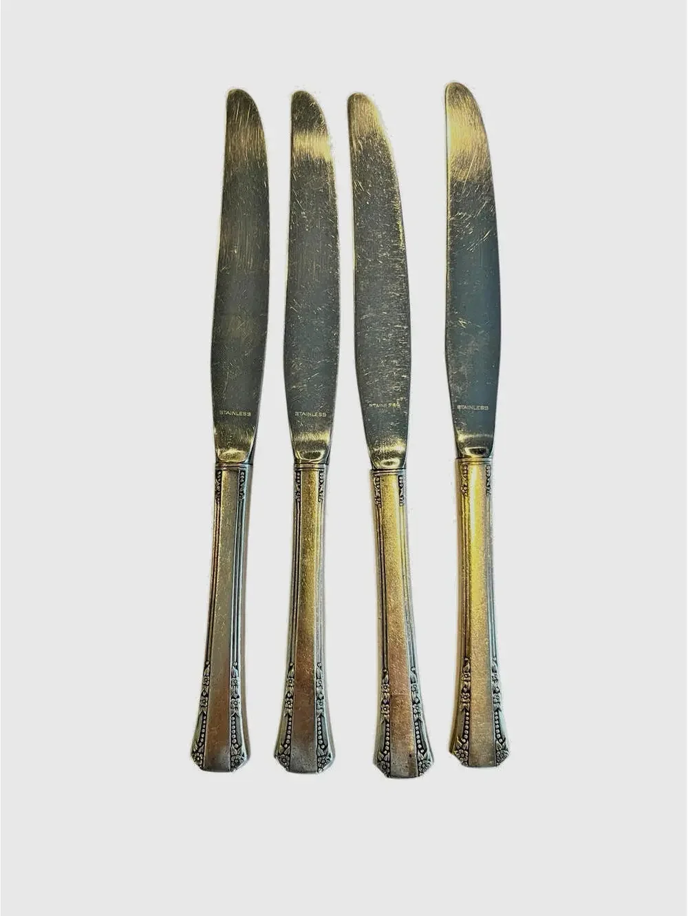 1881 Rogers Del Mar Vintage Silverplate Oneida Silver Dinner Knives 4 Pcs 2408